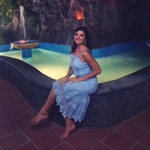 Crochet Light Blue Midi Dress